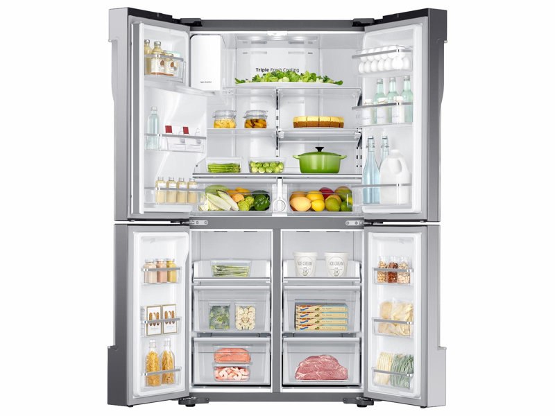 Refrigerator_French-Door_RF23J9011SR_Front_All_Doors_Open-Food_Silver_20171024