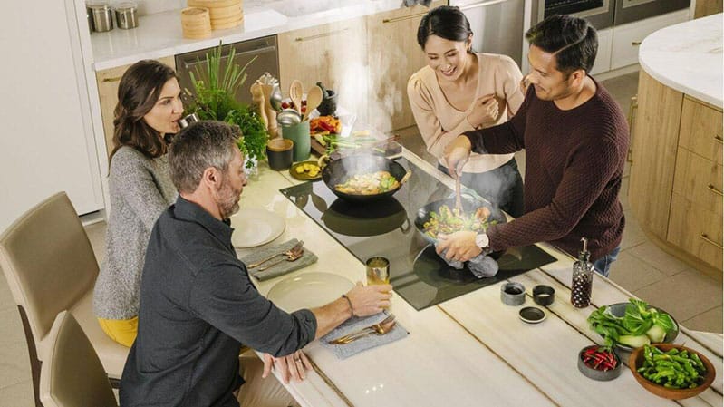 Thermador-induction-cooktop-installed——friends-and-family-gathering