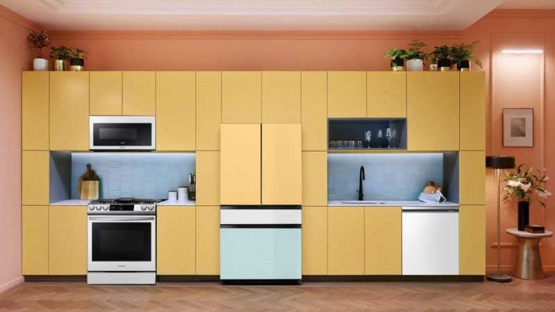 samsung-bespoke-appliances-in-white -sunrise-yellow,和薄荷